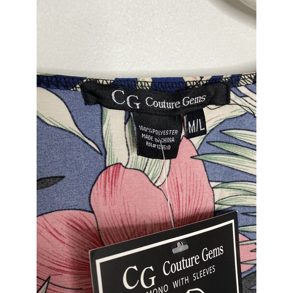 Cg Couture Jems Floral Hawaiian Short Sleeve Open Kimono Size M/L New - Picture 3 of 4